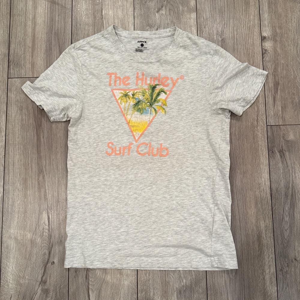 Hurley Surf Club Graphic T Shirt‎ Women Size Small S Palm Trees Beach Tee
